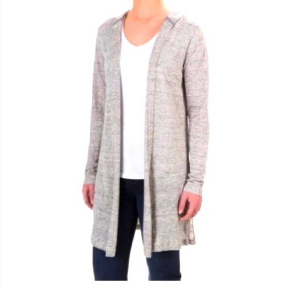 Cynthia Rowley Hooded Linen Open Cardigan Neutral XS - Picture 1 of 8